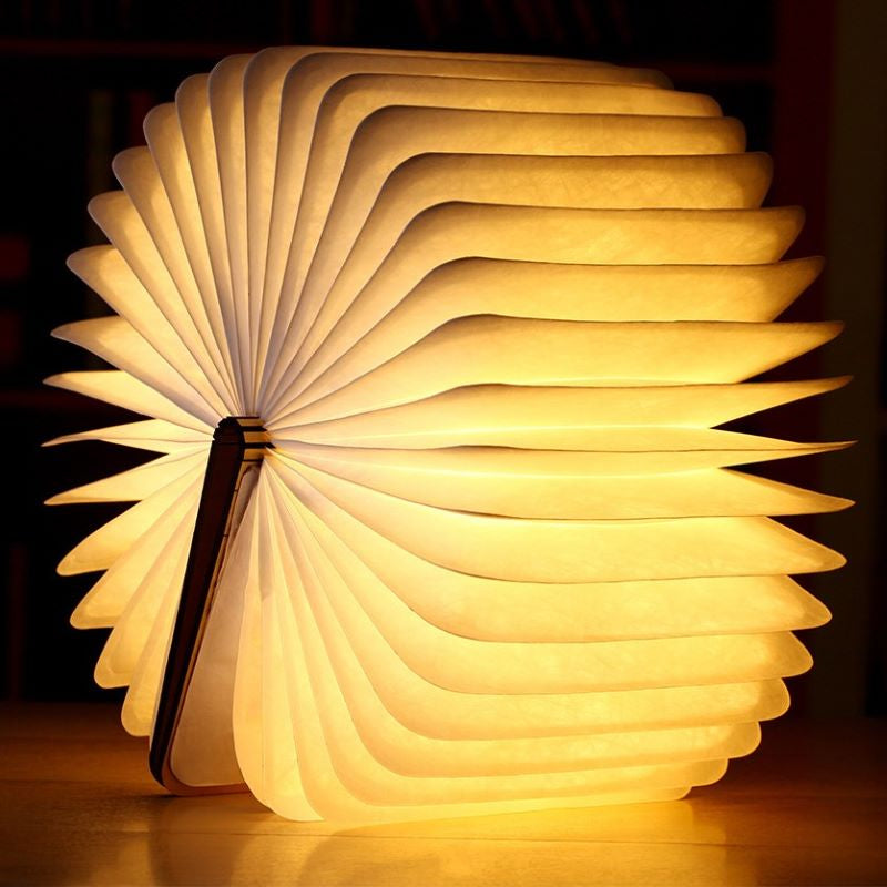 Wooden LED Flip Book Table Lamp