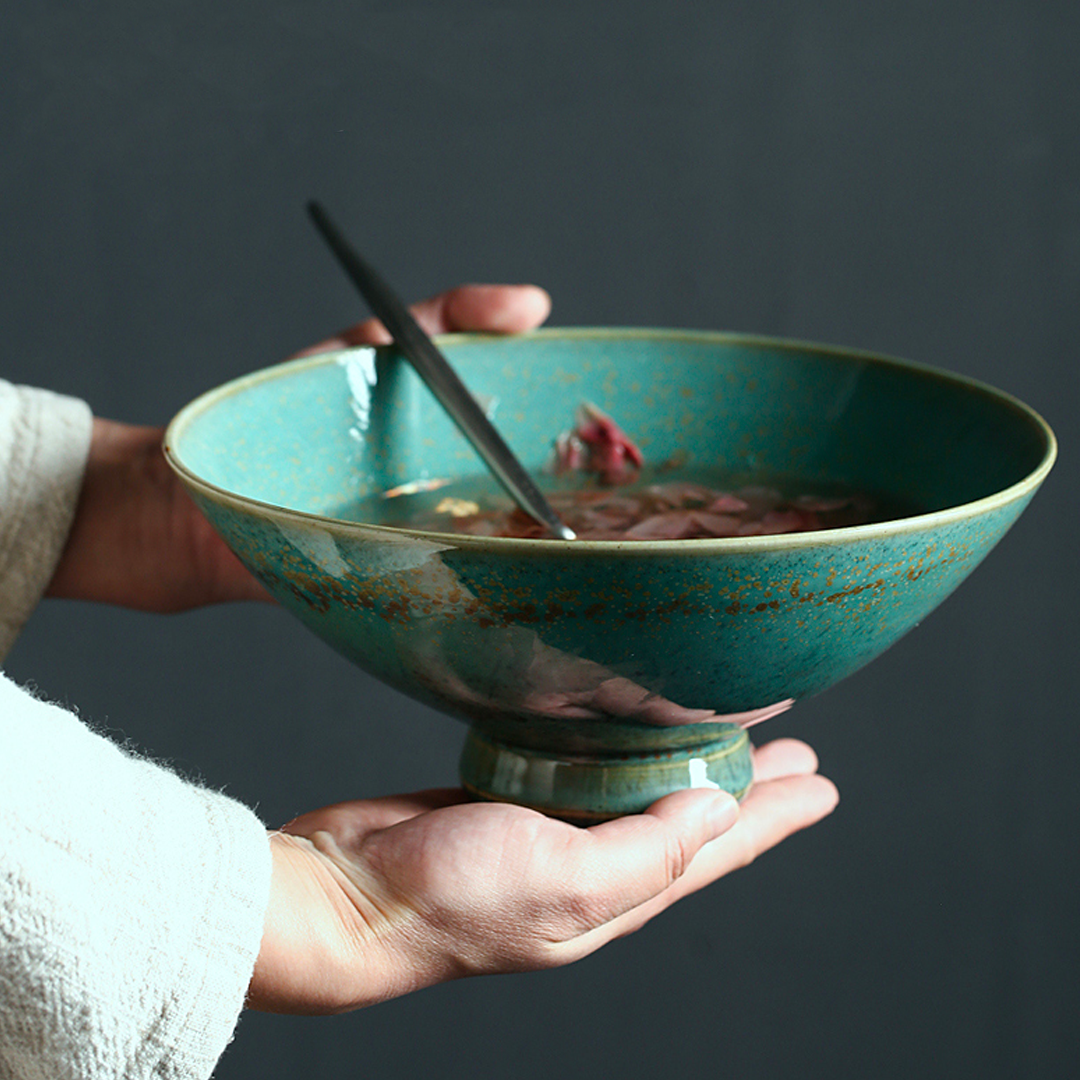Jade Green Midori Footed Ramen Bowl
