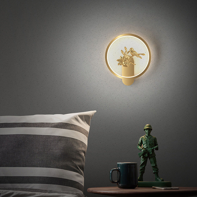Asian Style Ring-Shaped Copper Wall Lamp