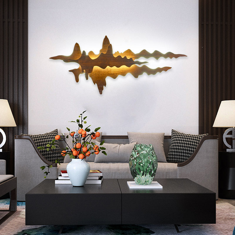 Asian Style Wooden LED Wall Lamp