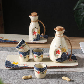 Japanese Snowflakes Ceramic Sake Set