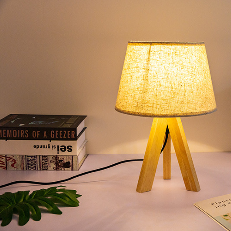 Japanese Style Wooden Triangular Table Lamp