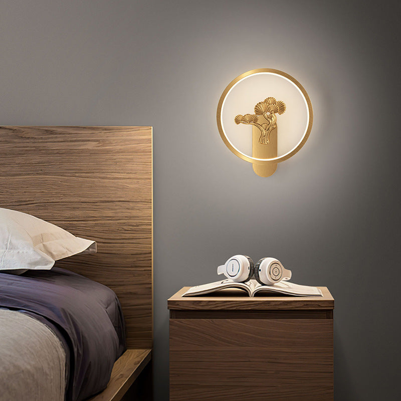 Asian Style Ring-Shaped Copper Wall Lamp