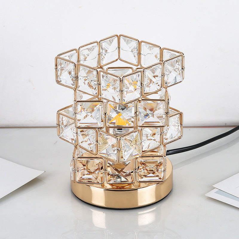 Ironwork Crystal Magic Cube Table Lamp
