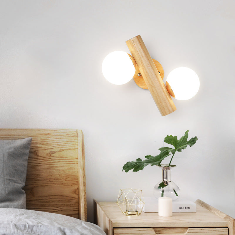Wooden 360 Degree Rotating Twin Wall Lamp