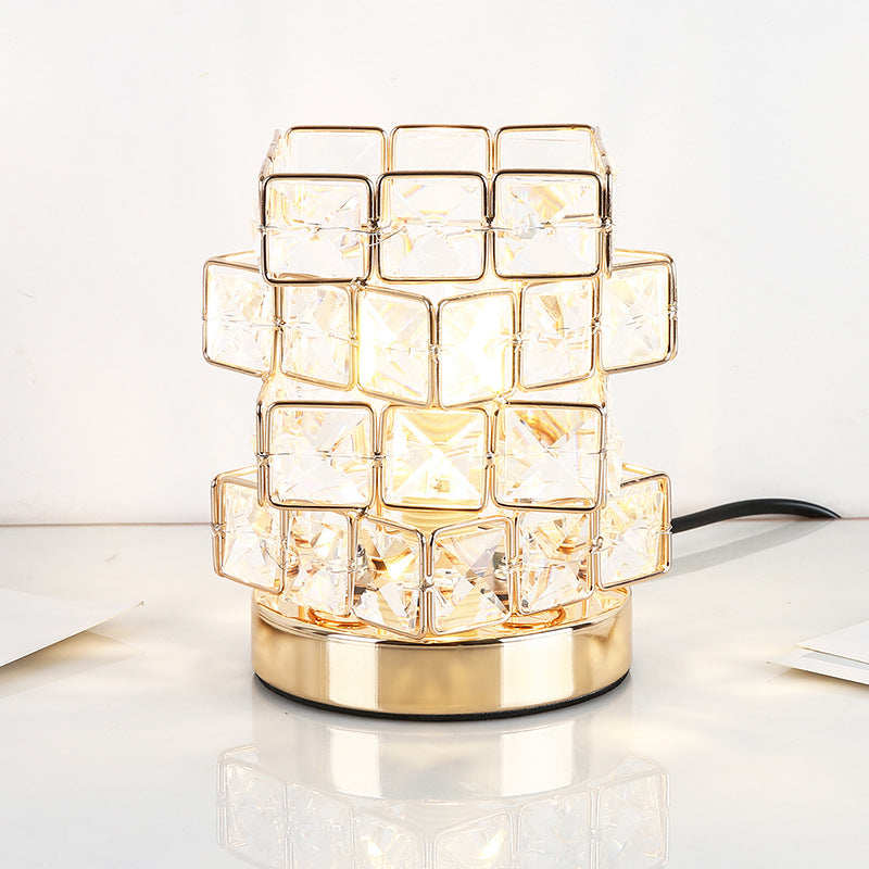 Ironwork Crystal Magic Cube Table Lamp
