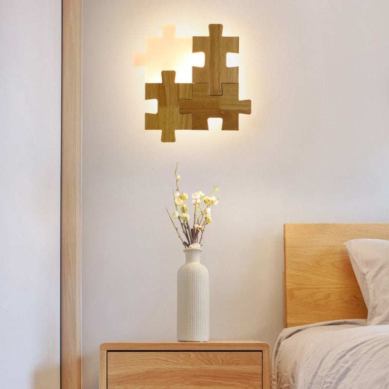 Creative Wooden LED Puzzle Wall Lamp
