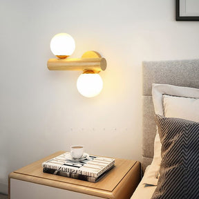 Wooden 360 Degree Rotating Twin Wall Lamp