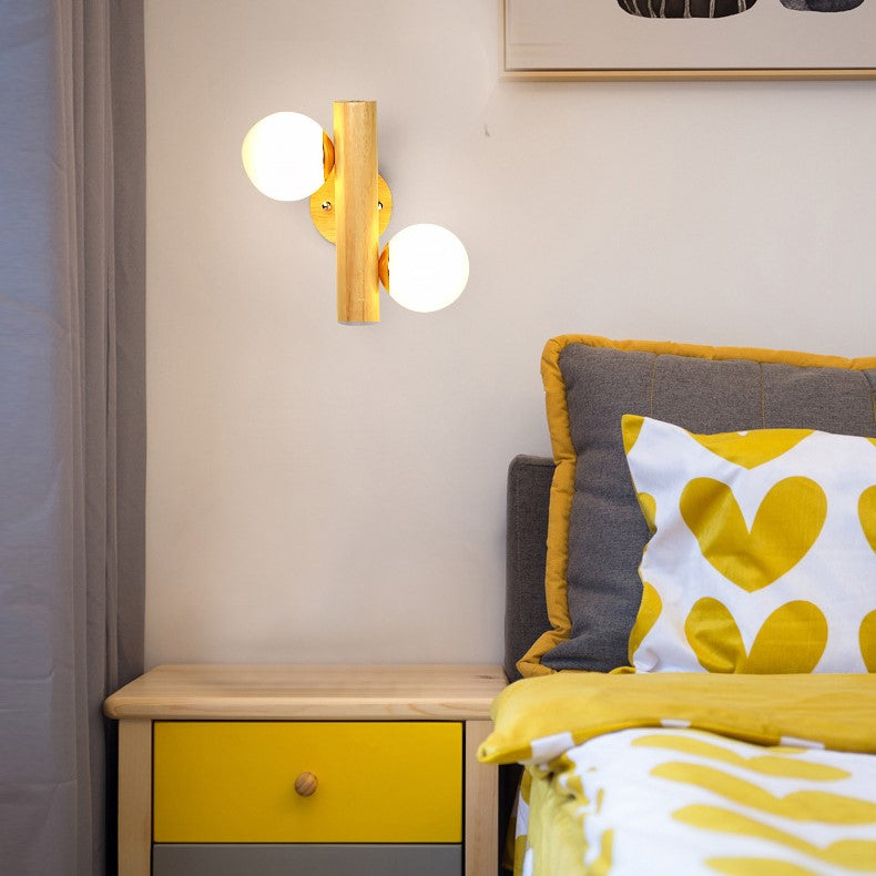 Wooden 360 Degree Rotating Twin Wall Lamp