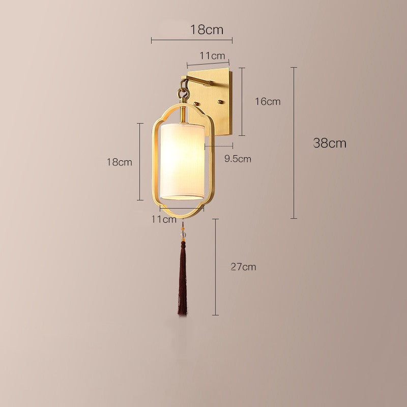 Asian Copper Minimalist Lantern Wall Lamp