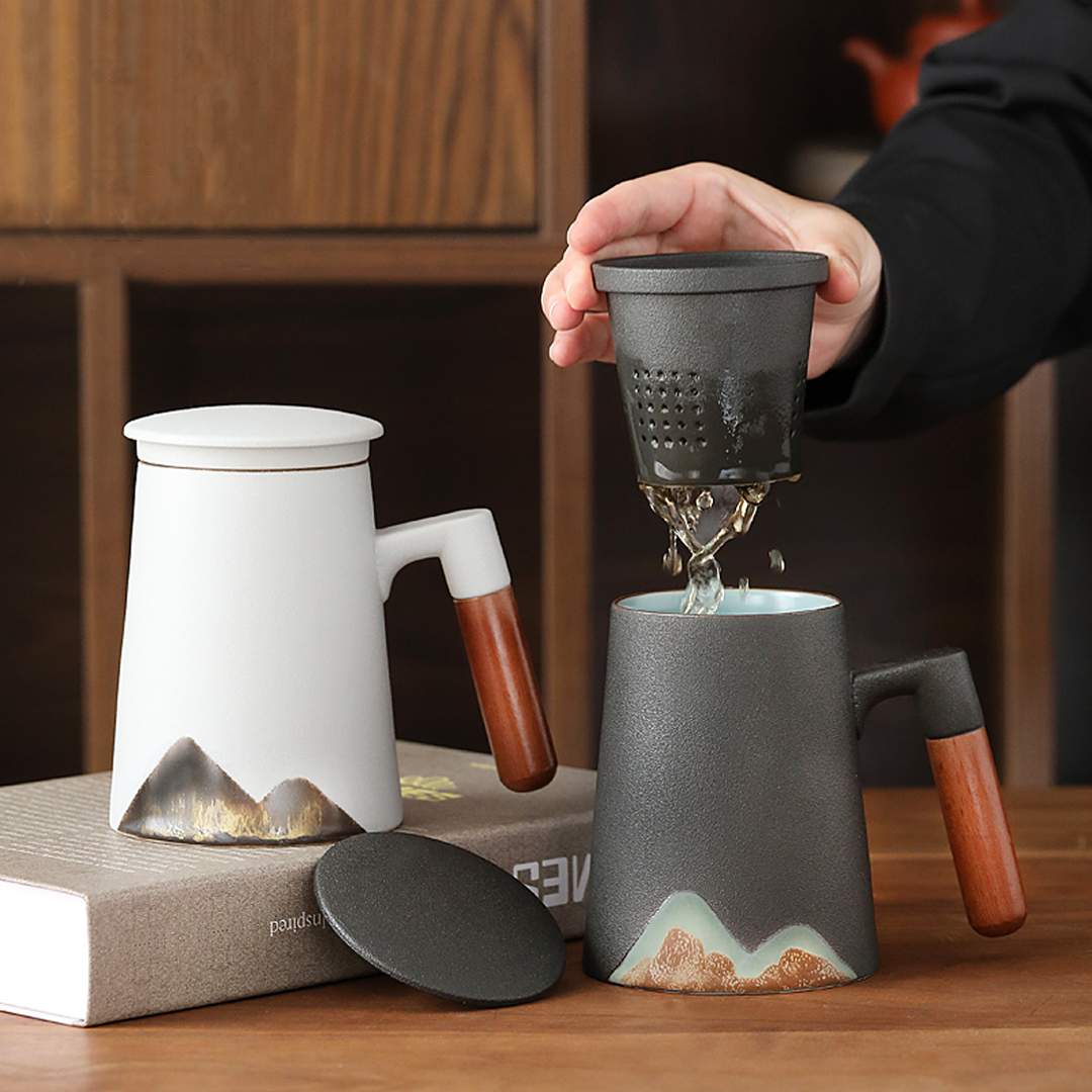 Mountain Peak Ceramic Coffee & Tea Strainer Mug