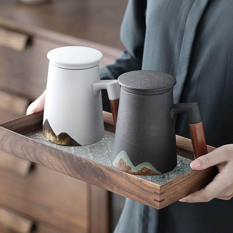 Mountain Peak Ceramic Coffee & Tea Strainer Mug