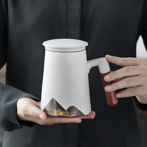 Mountain Peak Ceramic Coffee & Tea Strainer Mug