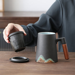 Mountain Peak Ceramic Coffee & Tea Strainer Mug