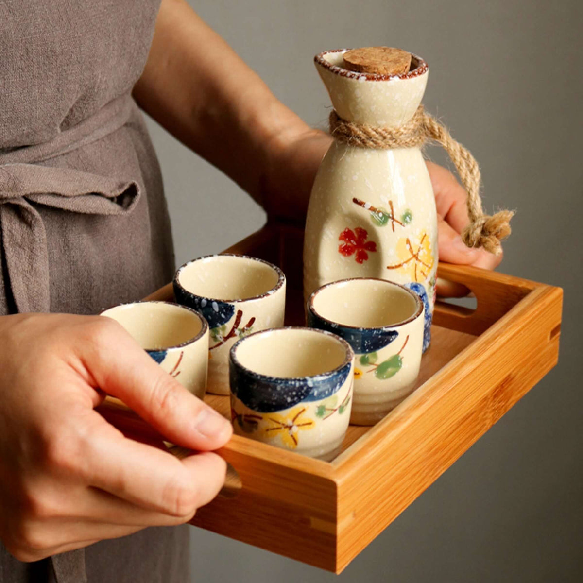 Japanese Sakura Ceramic Sake Set