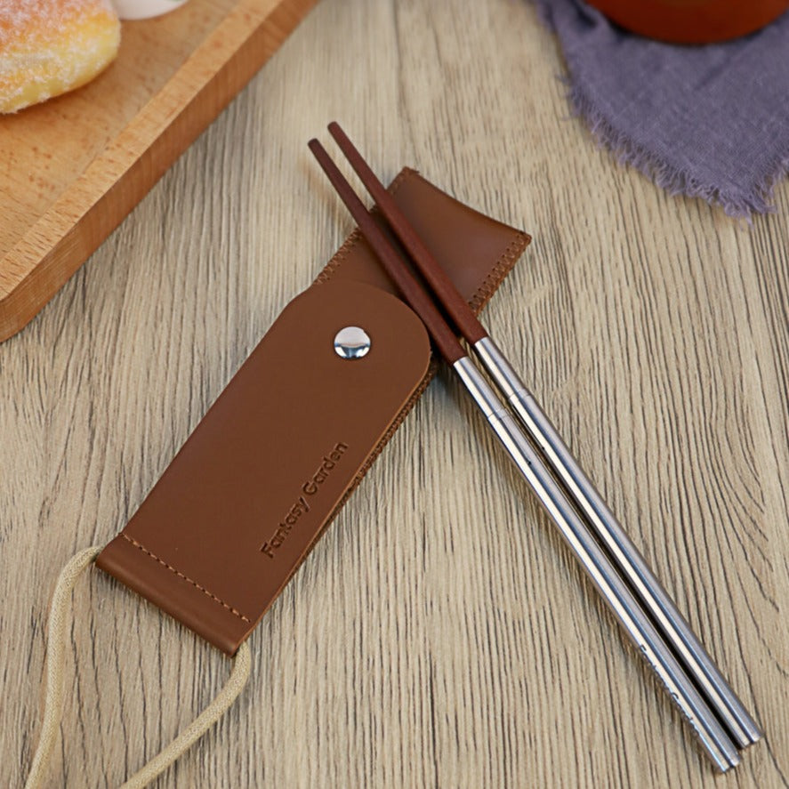 Ryoko Custom Wooden Chopstick Set With Leather Case