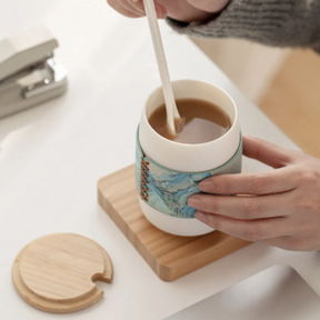 Yuku Hand-Painted Leather Sleeve Mug