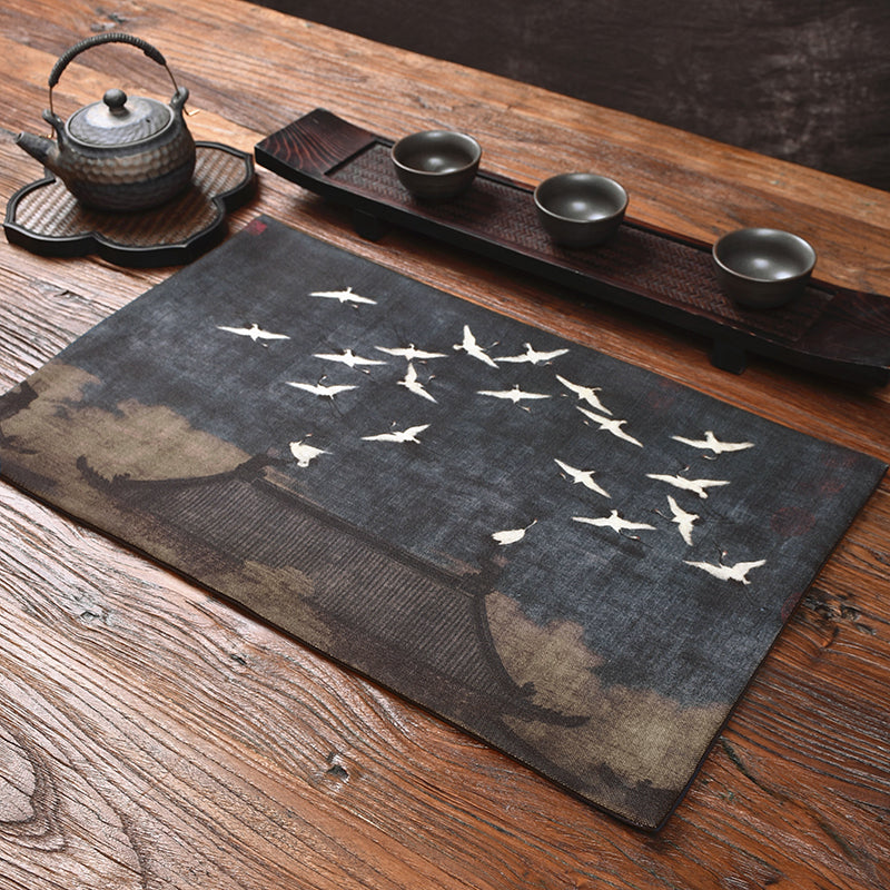 Japanese Style Crane Pattern Tea Mat