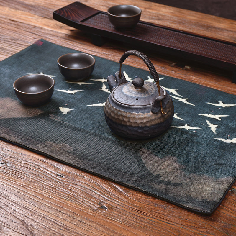 Japanese Style Crane Pattern Tea Mat