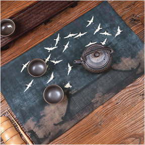Japanese Style Crane Pattern Tea Mat