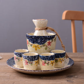 Japanese Snowflakes Ceramic Sake Set