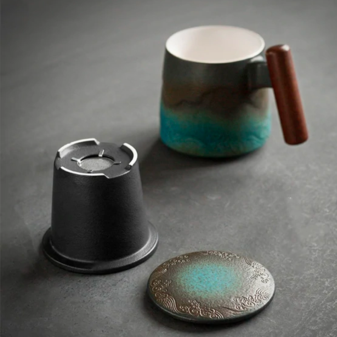 Yama Ceramic Wooden Handle Mug